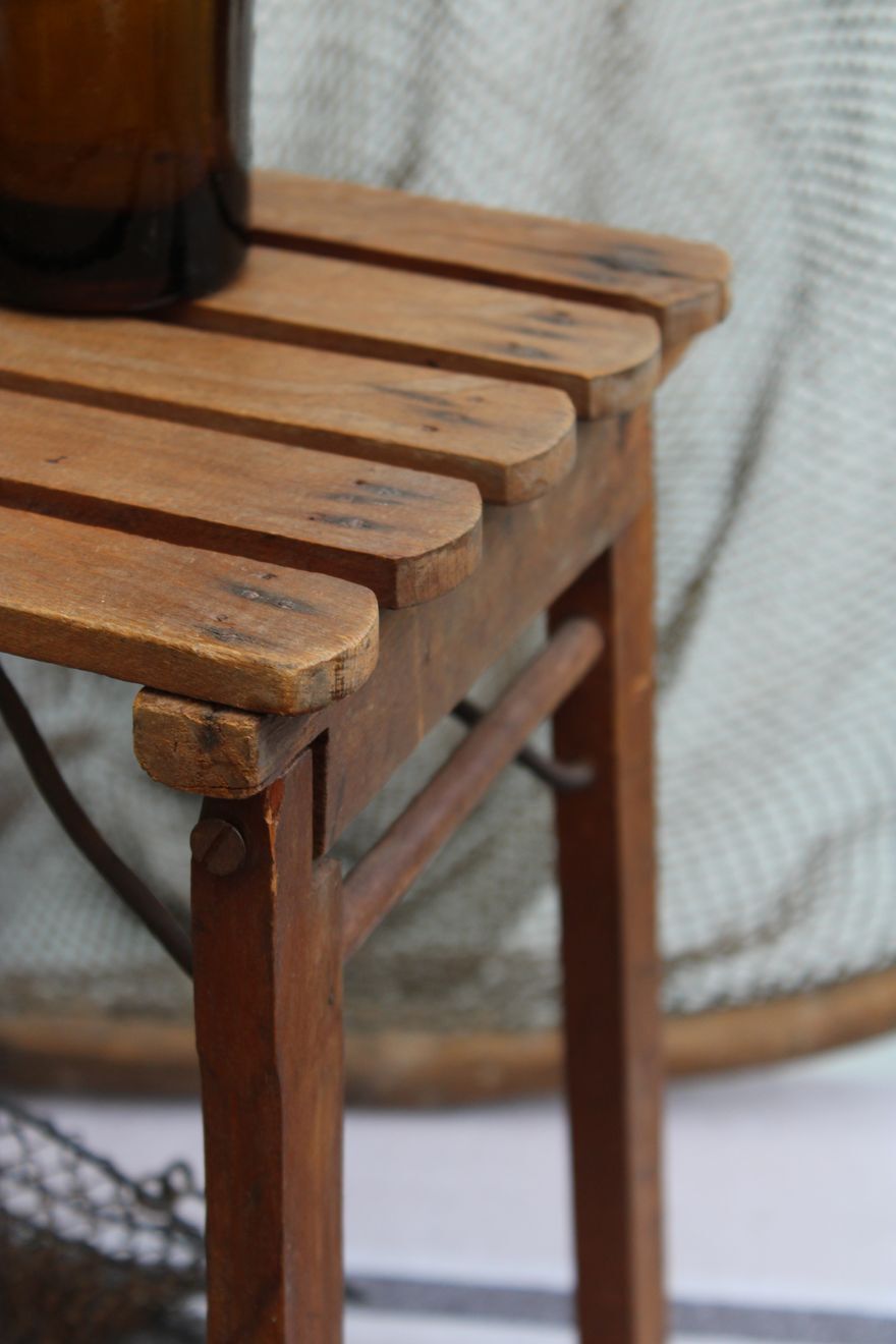 Folding wooden stool