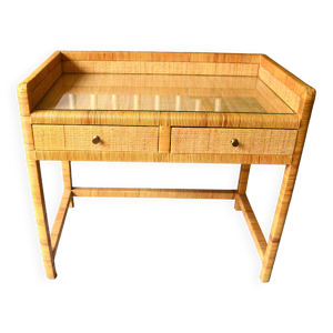 bureau en rotin et bois