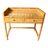 Bureau en rotin et bois des années 60/70