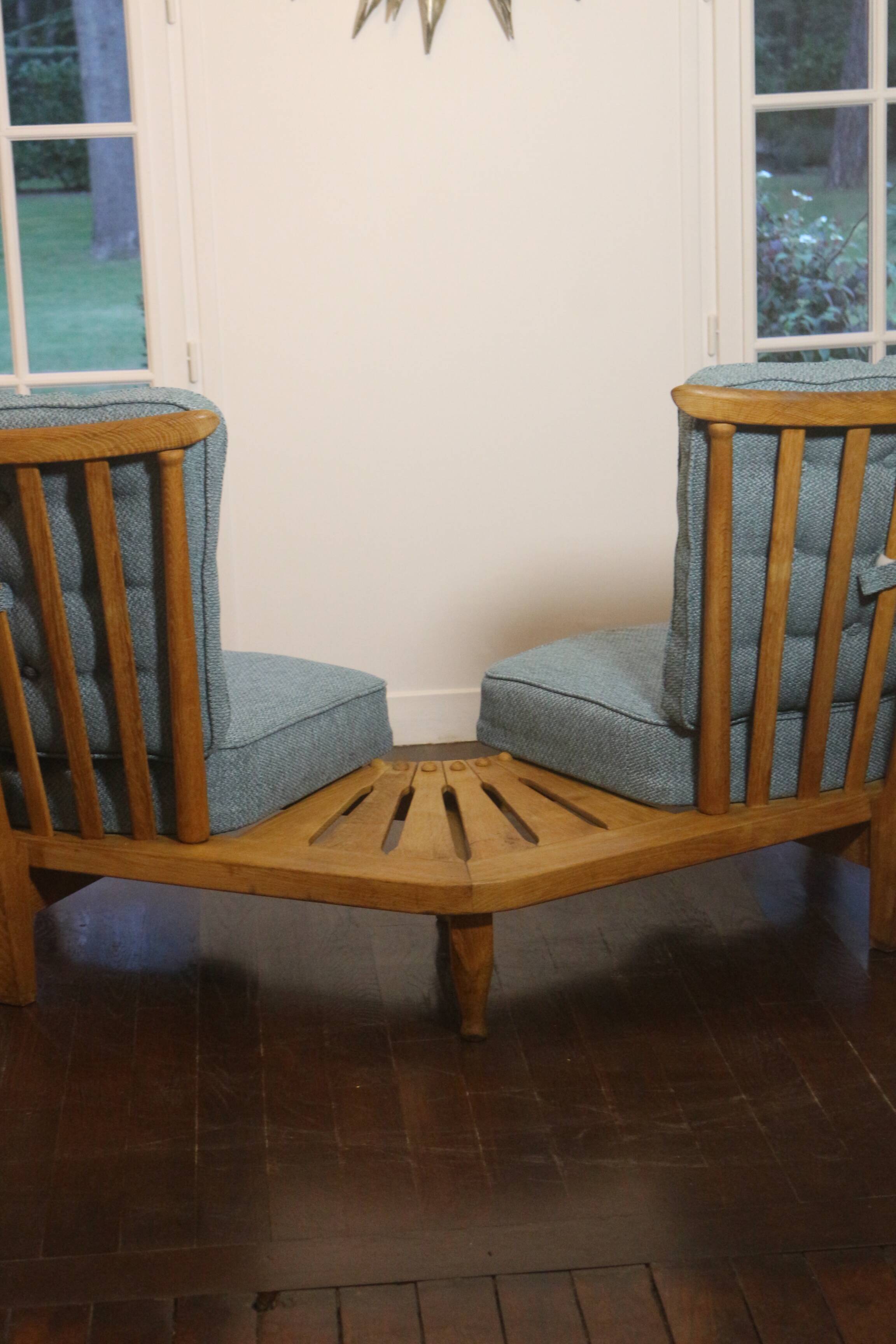 Fan bench by Guillerme and Chambron reupholstered