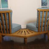 Fan bench by Guillerme and Chambron reupholstered