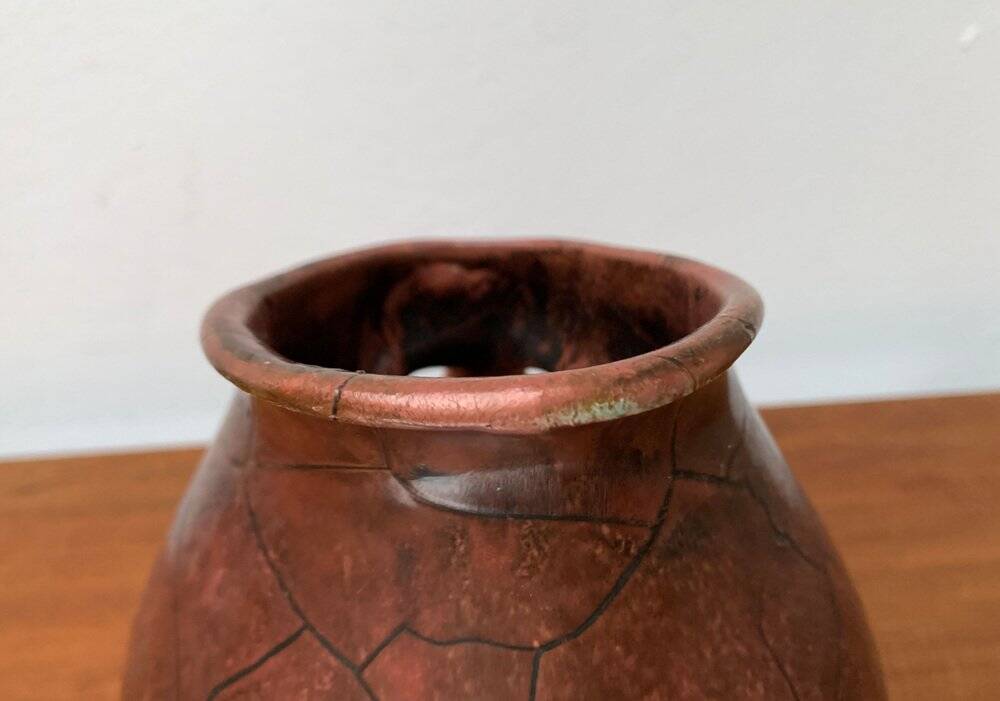 Cruche carafe en poterie de studio allemande Art déco avec trou de poignée par Paul Dresler pour Töpferei Grootenburg, années 1940