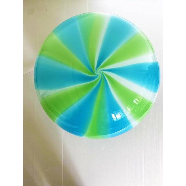 Contemporary Milky, Blue and Green Sphere Table Lamp in Murano Glass