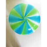 Lampe de table contemporaine sphère laiteuse, bleue et verte en verre de Murano