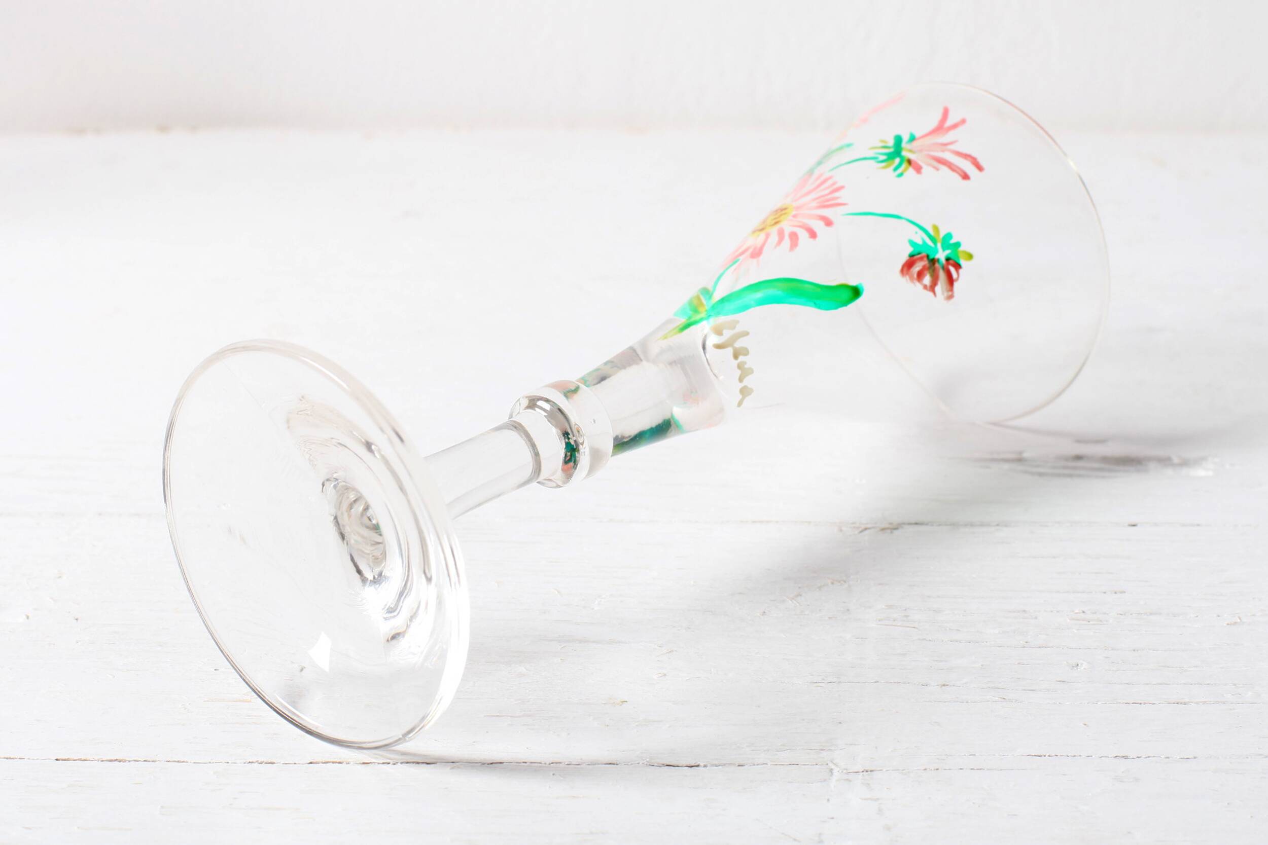 Set of 6 Mid-century Rare Floral Design Champagne Flutes / Italy / 1960s