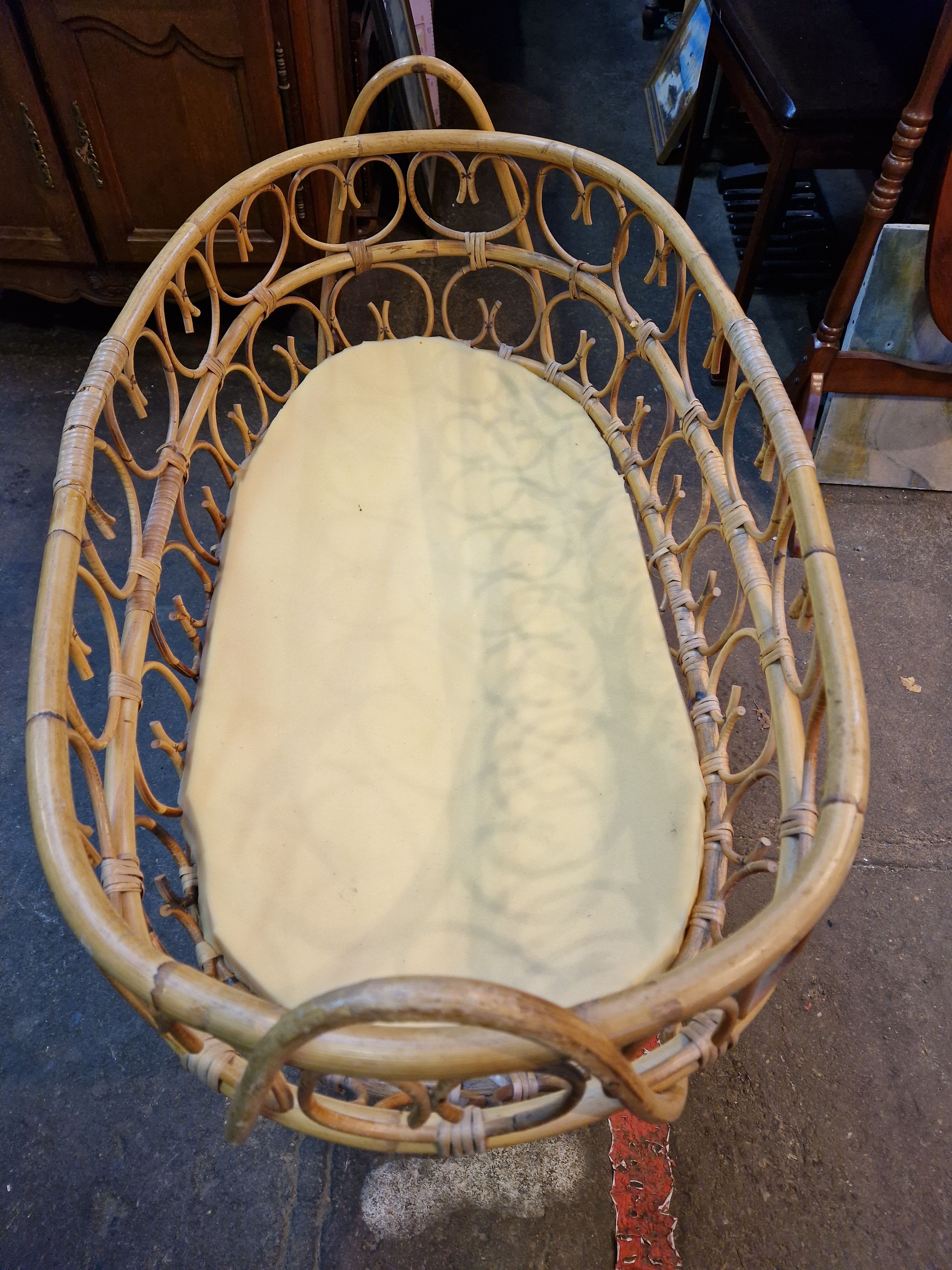 Rattan and bamboo cradle