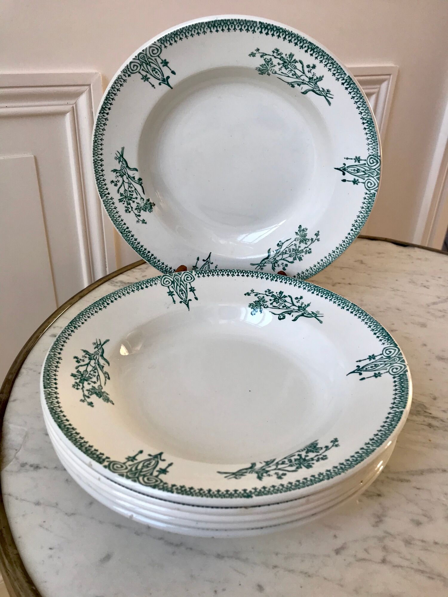 Lot of 6 hollow plates Terre de Fer Saint-Amand late nineteenth
