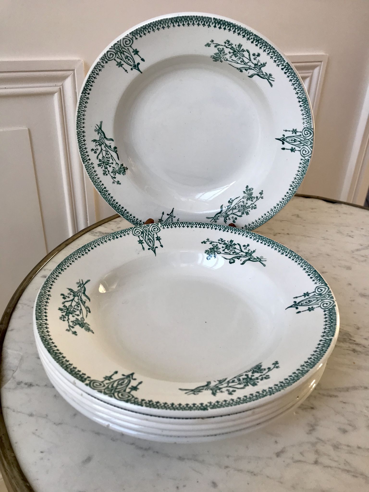Lot of 6 hollow plates Terre de Fer Saint-Amand late nineteenth