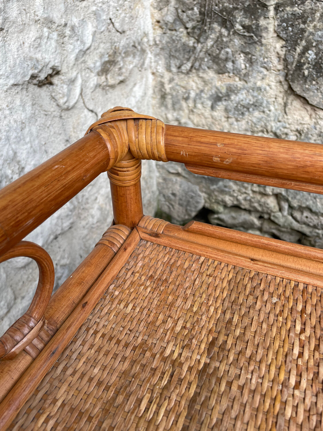 Vintage rattan chest of drawers