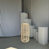 Large lantern-shaped rattan pendant lamp H50 D24