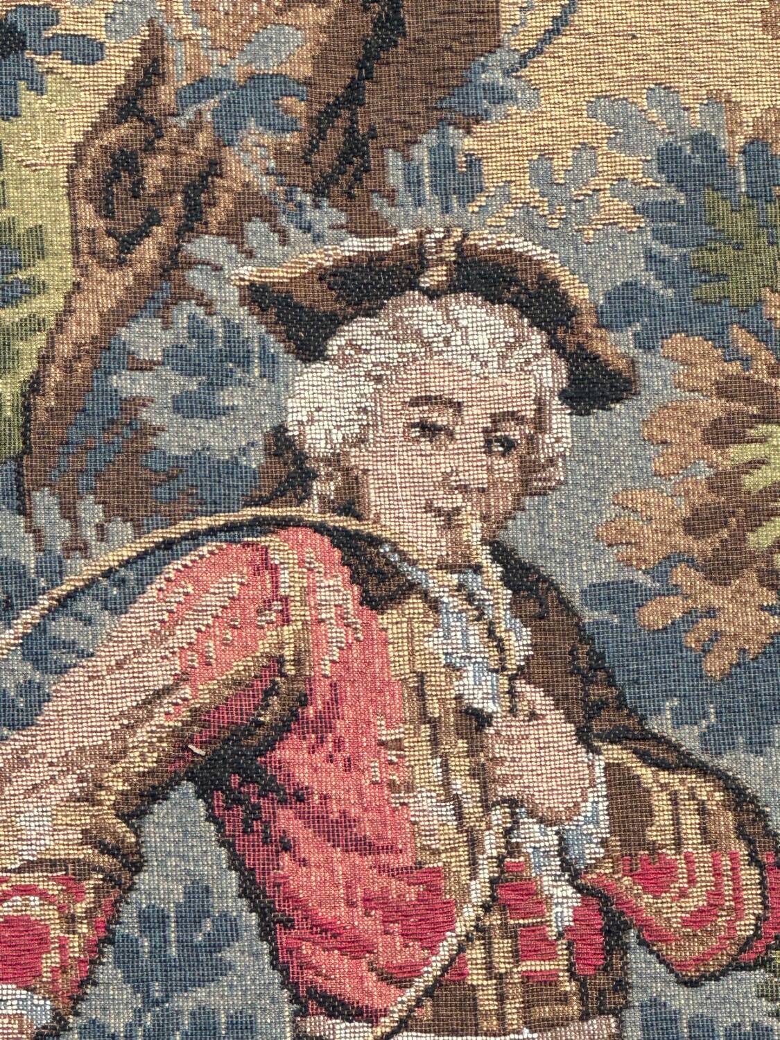 Vintage Aubusson jacquard tapestry "Hunting Scene"