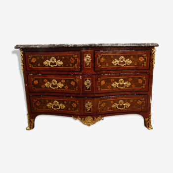 Flowers 18th century marquetry curved Dresser