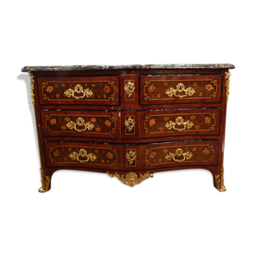 Flowers 18th century marquetry curved Dresser
