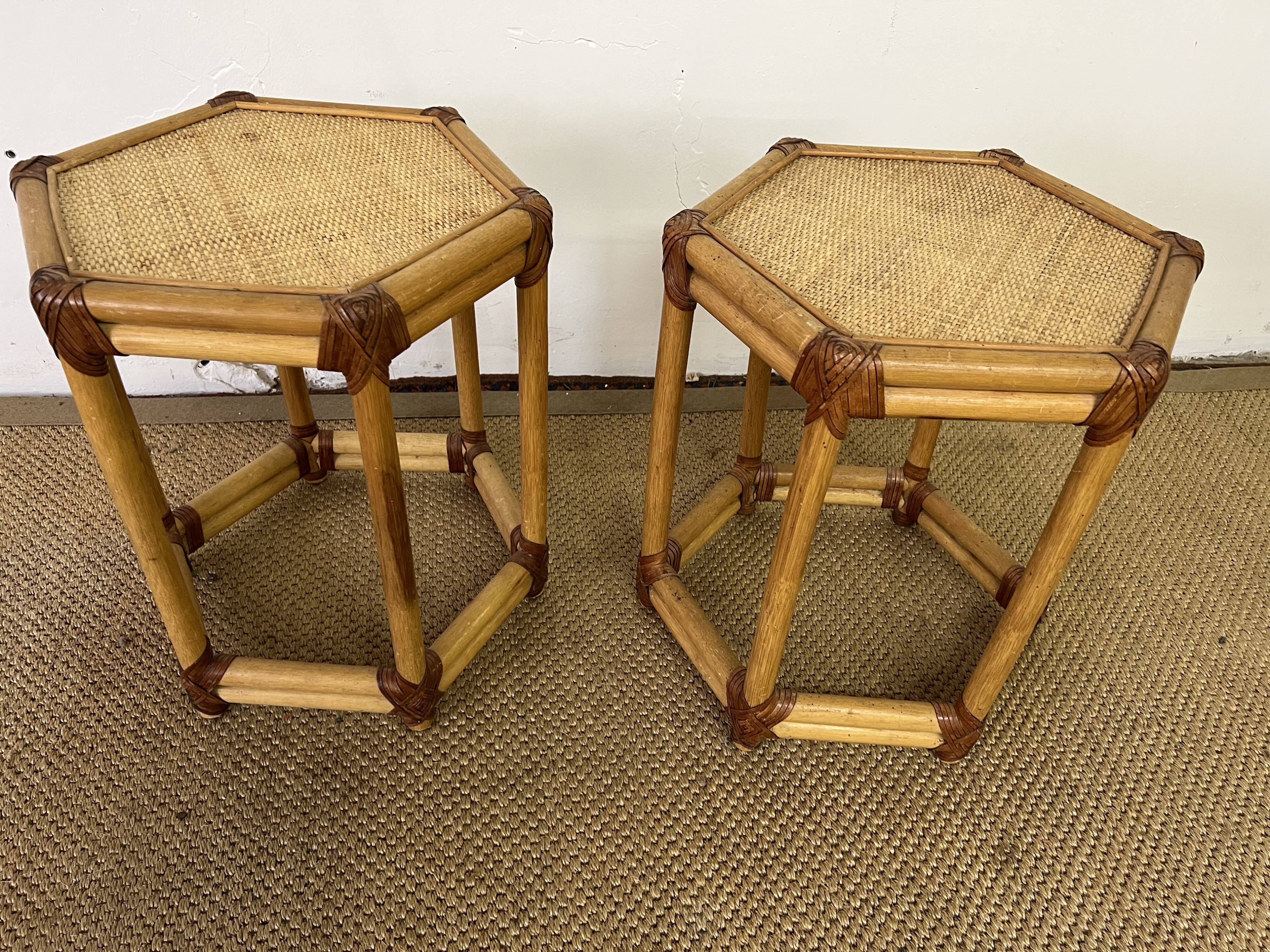 Pair of rattan bedside tables or end tables