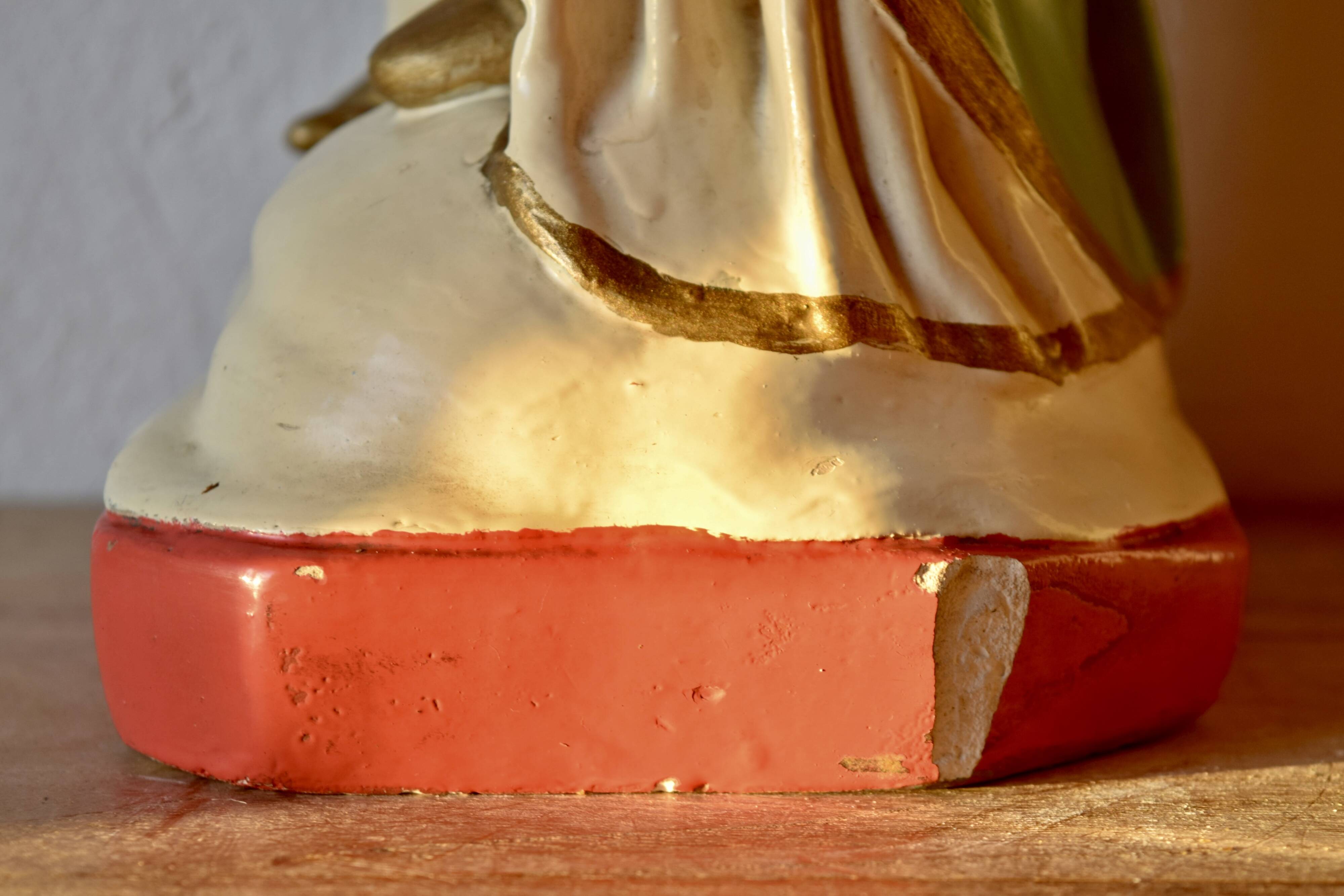 Ancient plaster statue of the Virgin and Child Jesus - hand painted - 54 cm - 1936