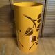 Orange Metal Cylindrical Design Umbrella Stand with Cut-Out Leaf Decoration #E2