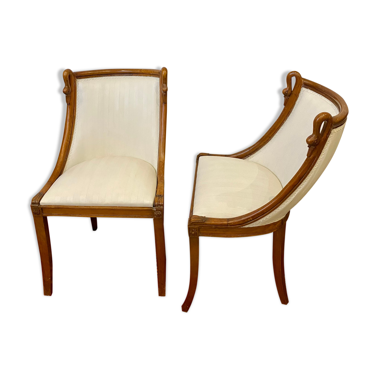 Pair of Chairs Rising Swan Collar Restoration Period