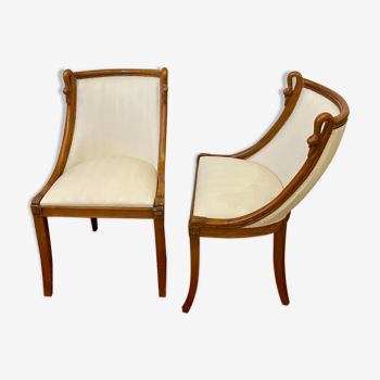 Pair of Chairs Rising Swan Collar Restoration Period