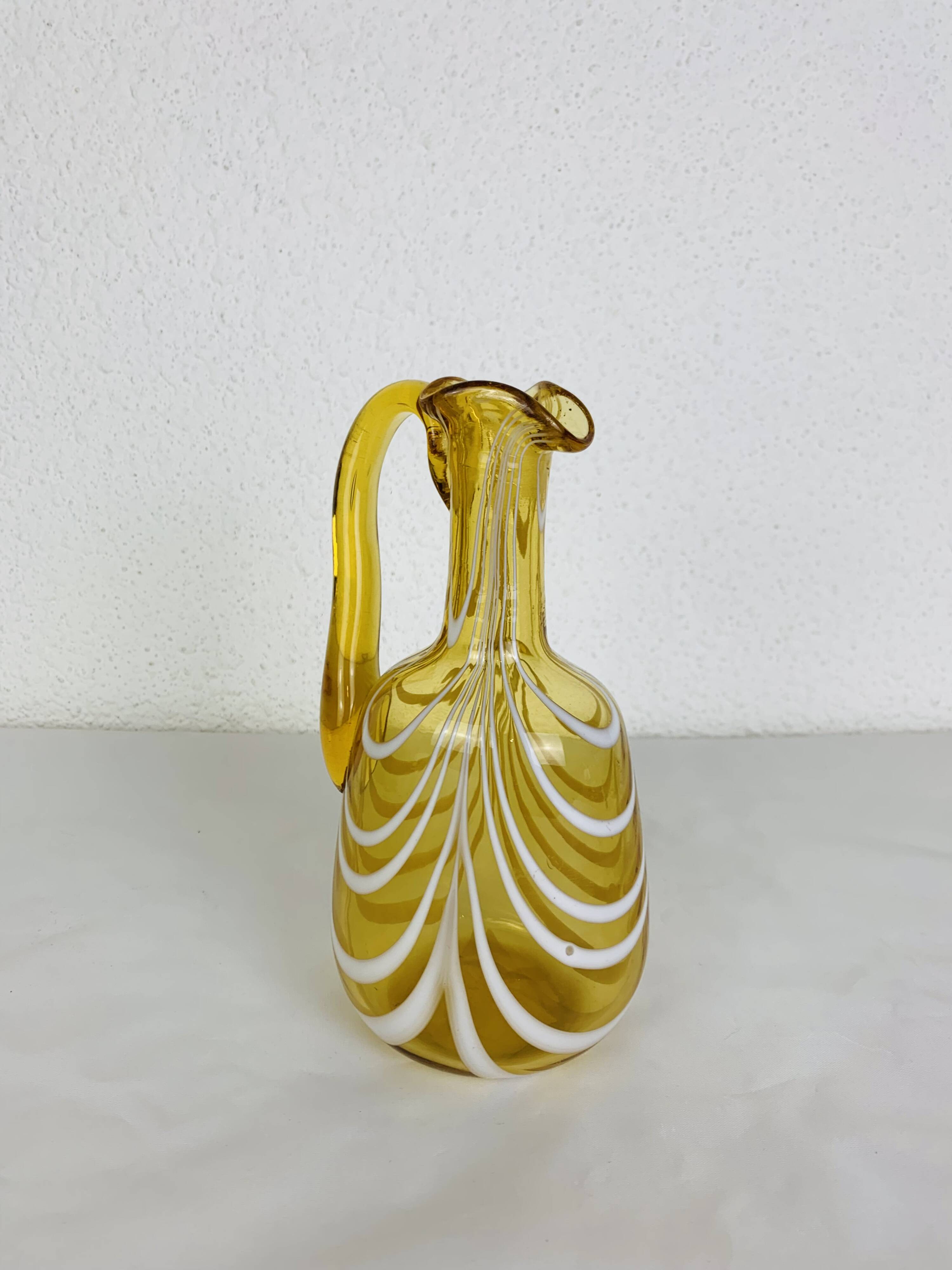 Vintage Italian style amber glass carafe
