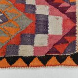 Tapis Kilim fait main rose orange 3x12 105x377 cm