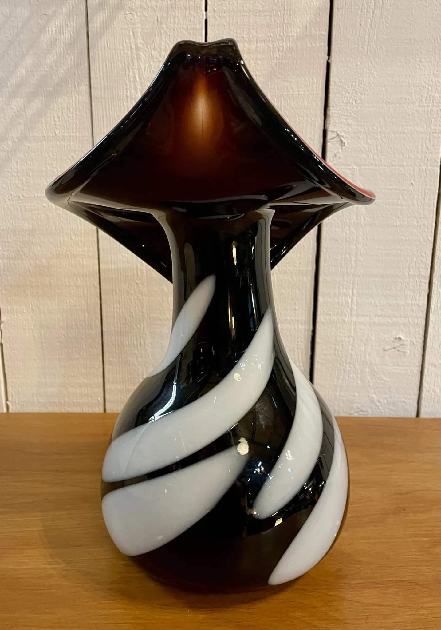 Italian "zebra" glass vase