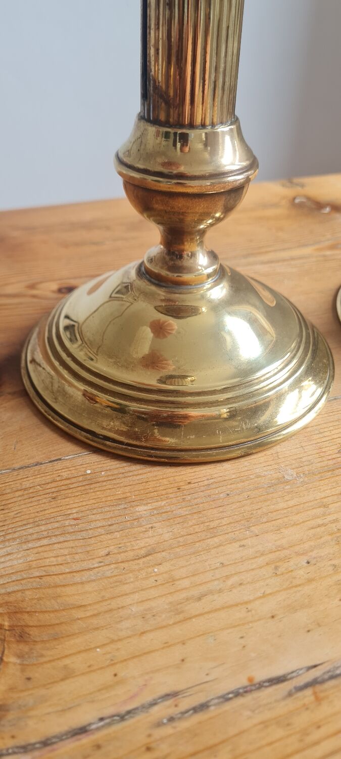 Pair of brass candle holders