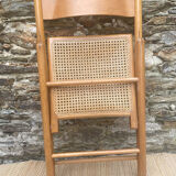 80s wooden and cane folding chair