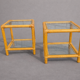 Pair of rattan and glass side tables – 1970s vintage style