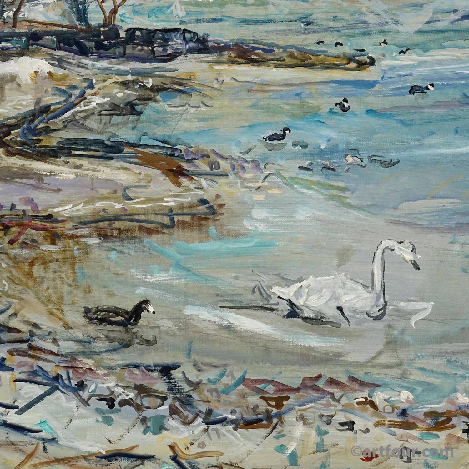 Alexander Michael - Lake Chiemsee in Bavaria oil on canvas 1982