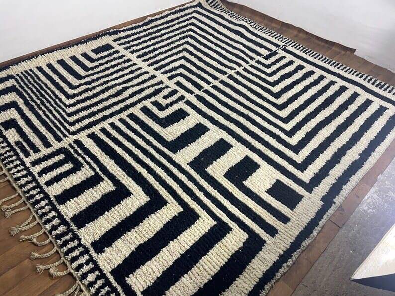 Large handmade pure natural wool Berber rug size 3/4 m