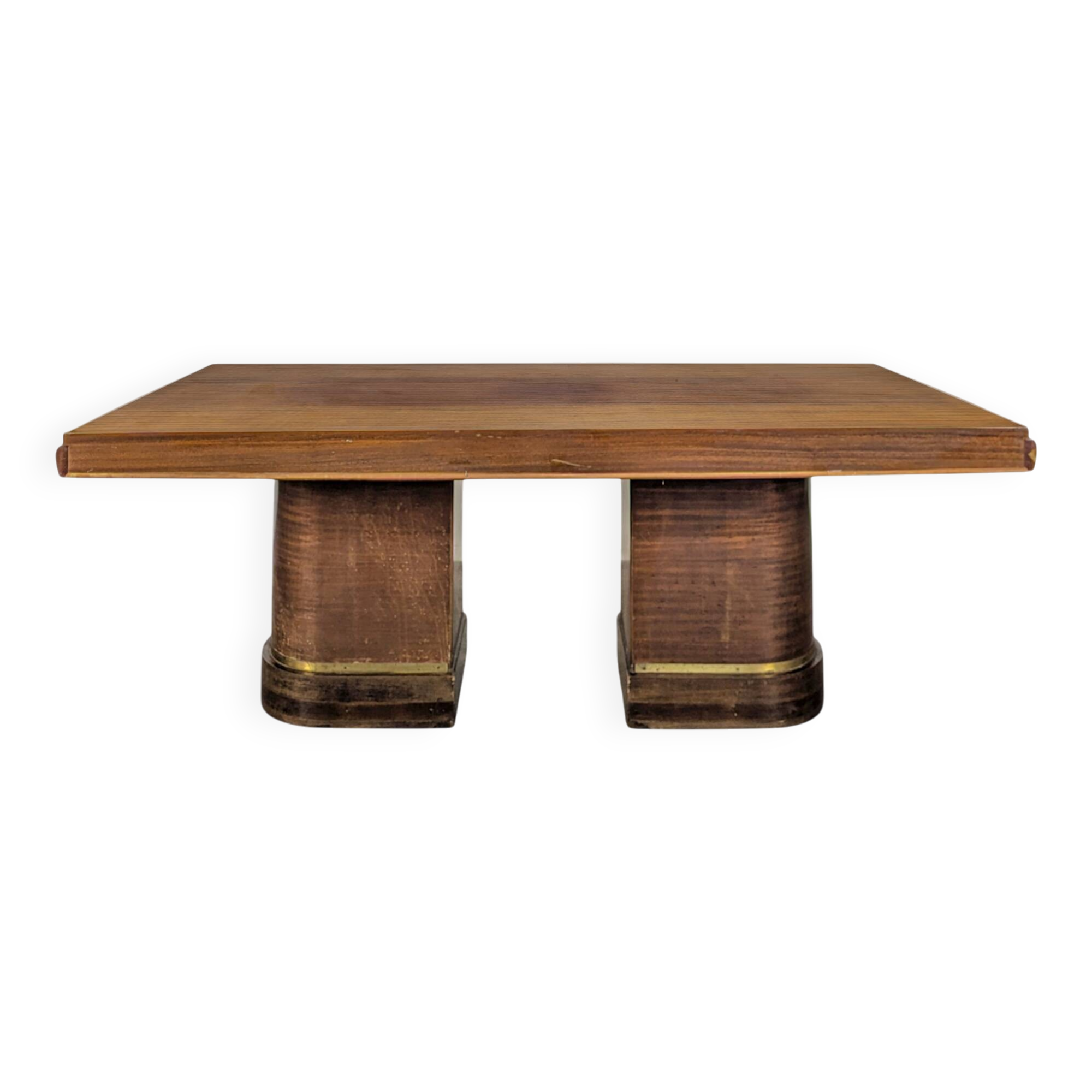 Modernist table in rosewood and brass