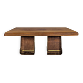 Table moderniste en palissandre et laiton