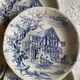 7 flat plates in earthenware by gien ludlow blue hunting decor year 70