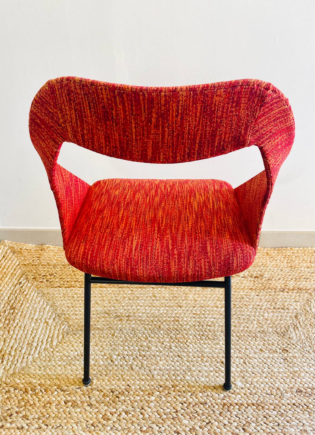 Magnifique Chaise Fauteuil Louis Paolozzi édition ZOL 1955 Rouge
