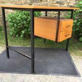 Vintage modernist office in oak and metal tubular base
