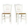 Paire de chaises paillées blanches vintage