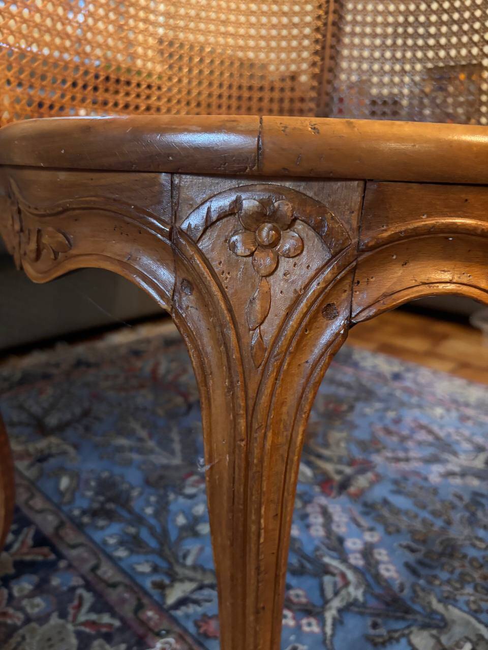 Louis XV style caned armchair