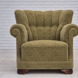 1960s, Danish vintage relax armchair, furniture cotton/wool, beech wood.