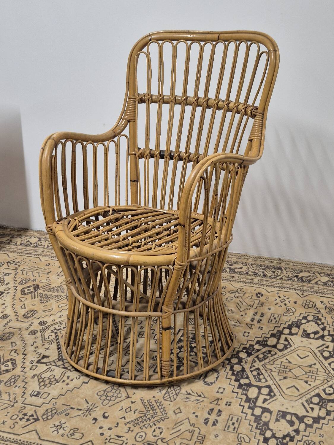 Fauteuil en Rotin Bambou vintage 1950s design -H85cm