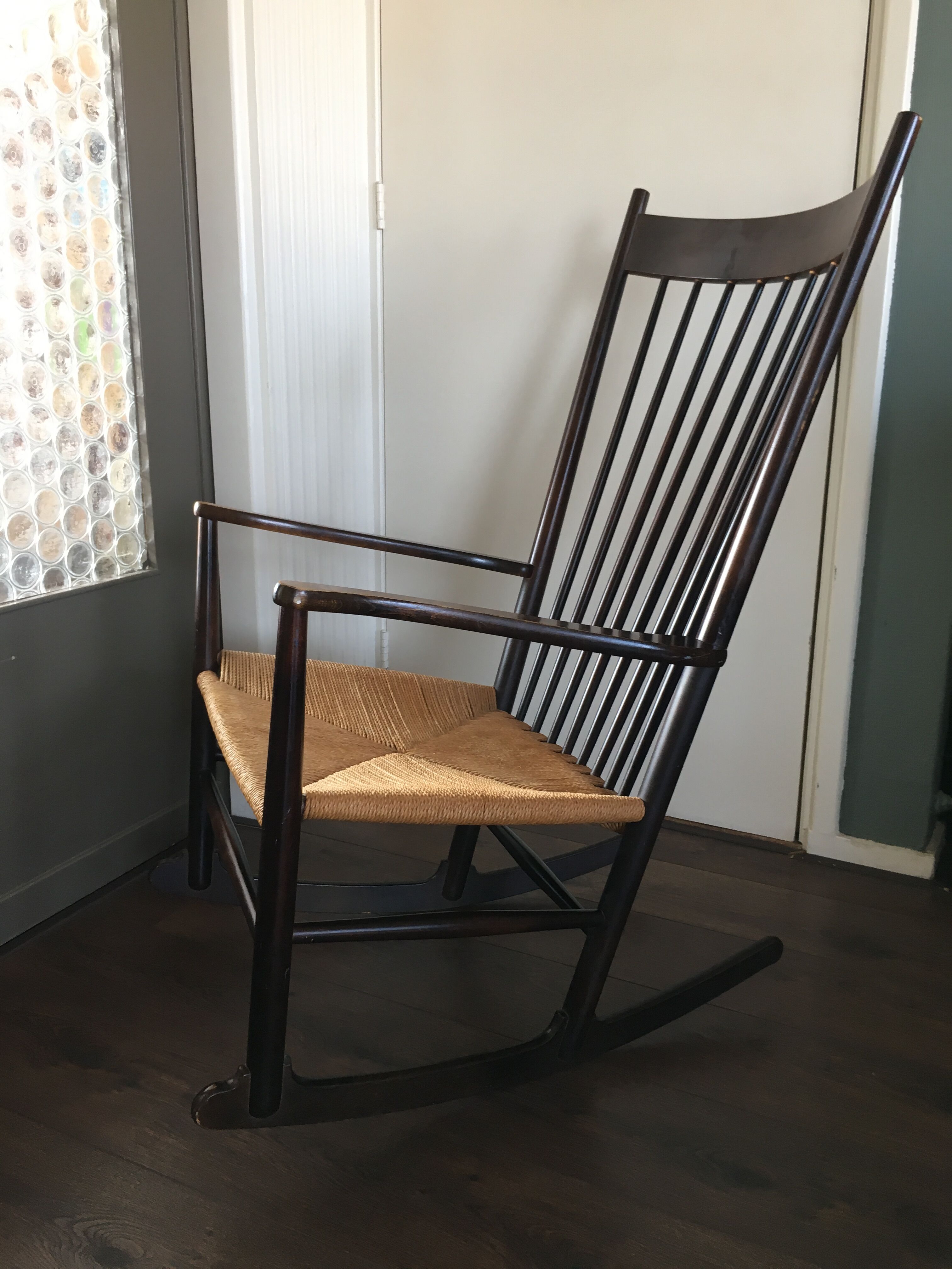 Vintage Scandinavian J16 rocking chair by Hans J. Wegner for FDB