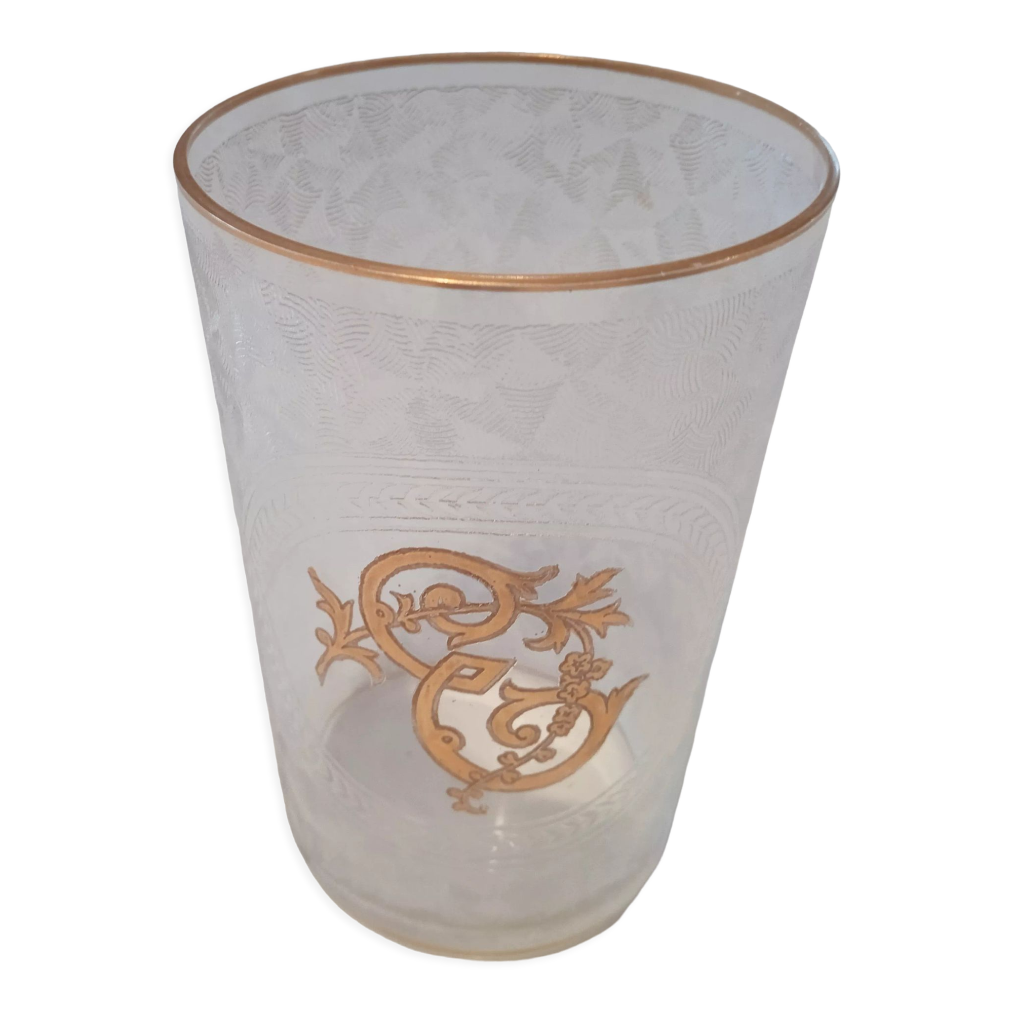 Crystal wedding goblet with gold engraving