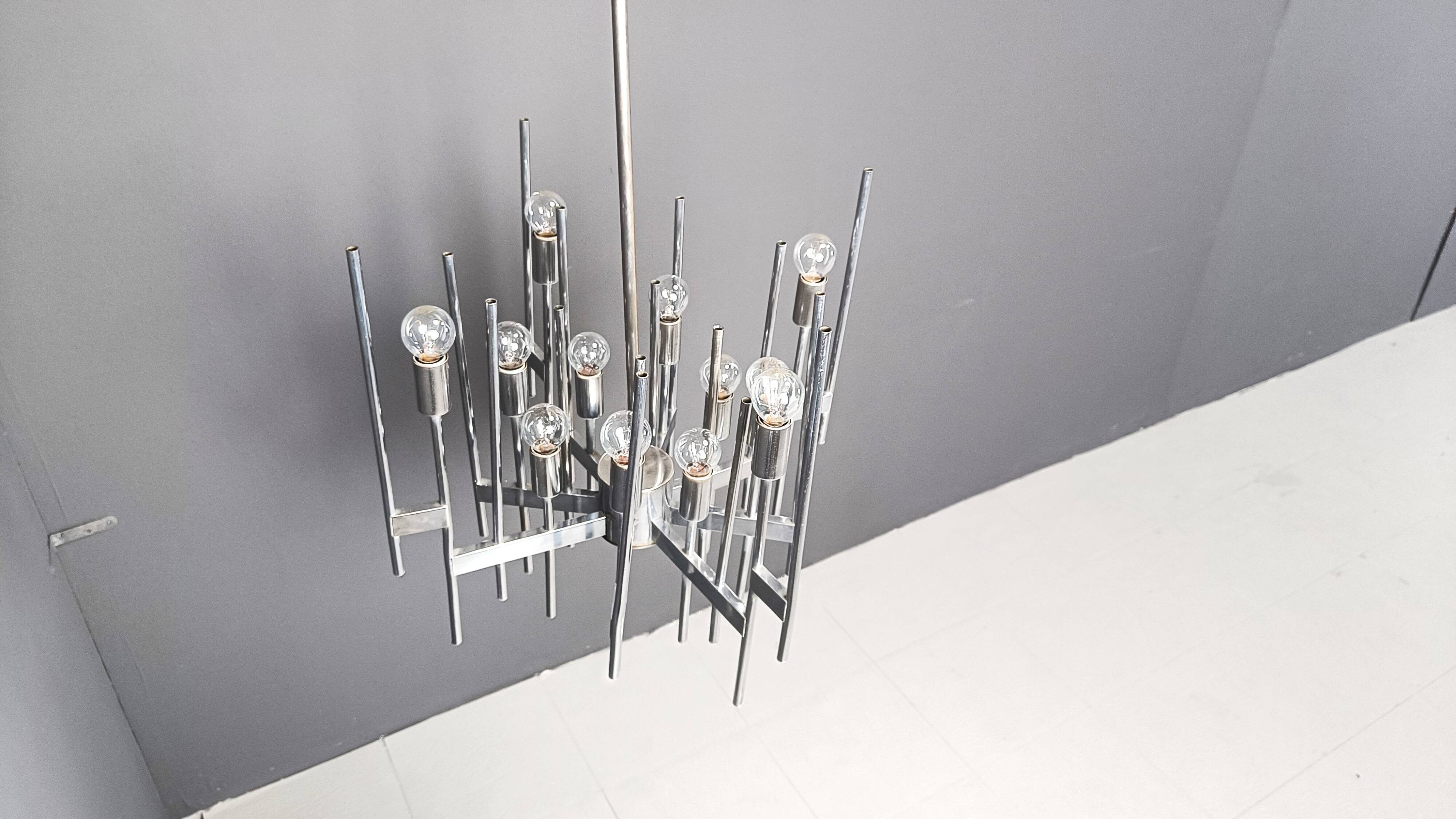 Vintage Sciolari chrome chandelier, 1970s