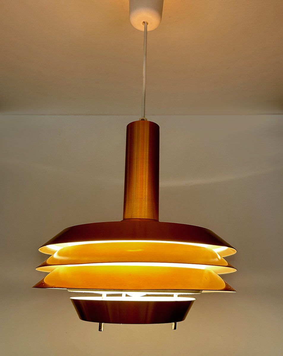 Mid-century modern Danish copper pendant light, 1970s