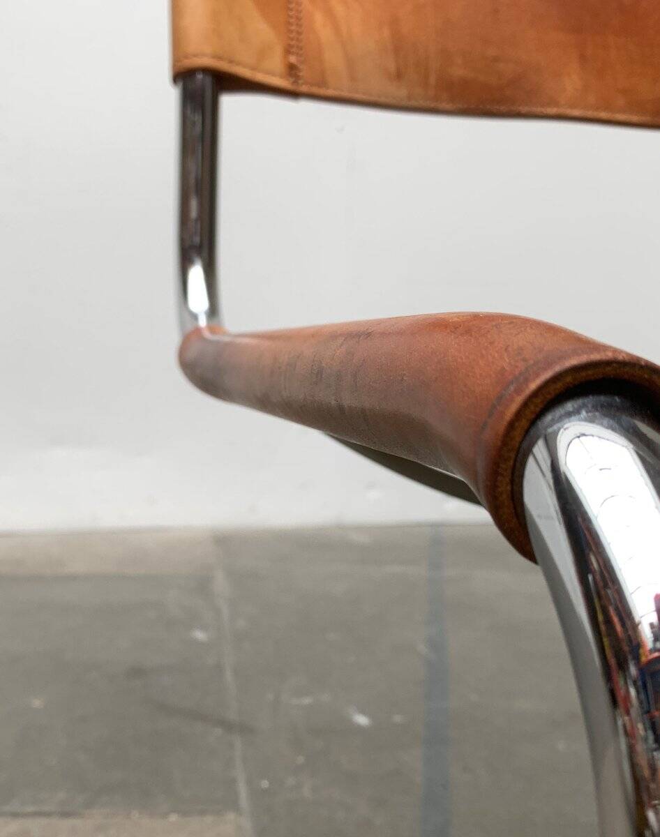 German vintage leather cantilever chairs S33 by Mart Stam for Thonet, set of 8