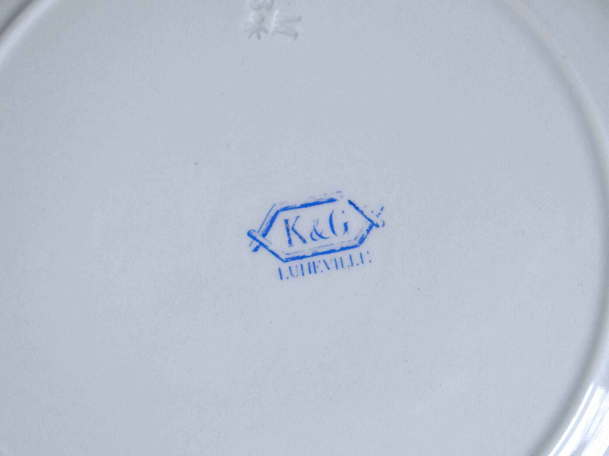Lot de 6 assiettes KG Luneville décor bleu