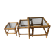 Trio de tables basses en rotin vintage