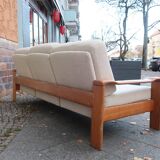 Scandinavian sofa in oak and wool from the 60s