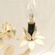 Vintage chandelier bouquet of blue flowers 5 candles in painted sheet metal.