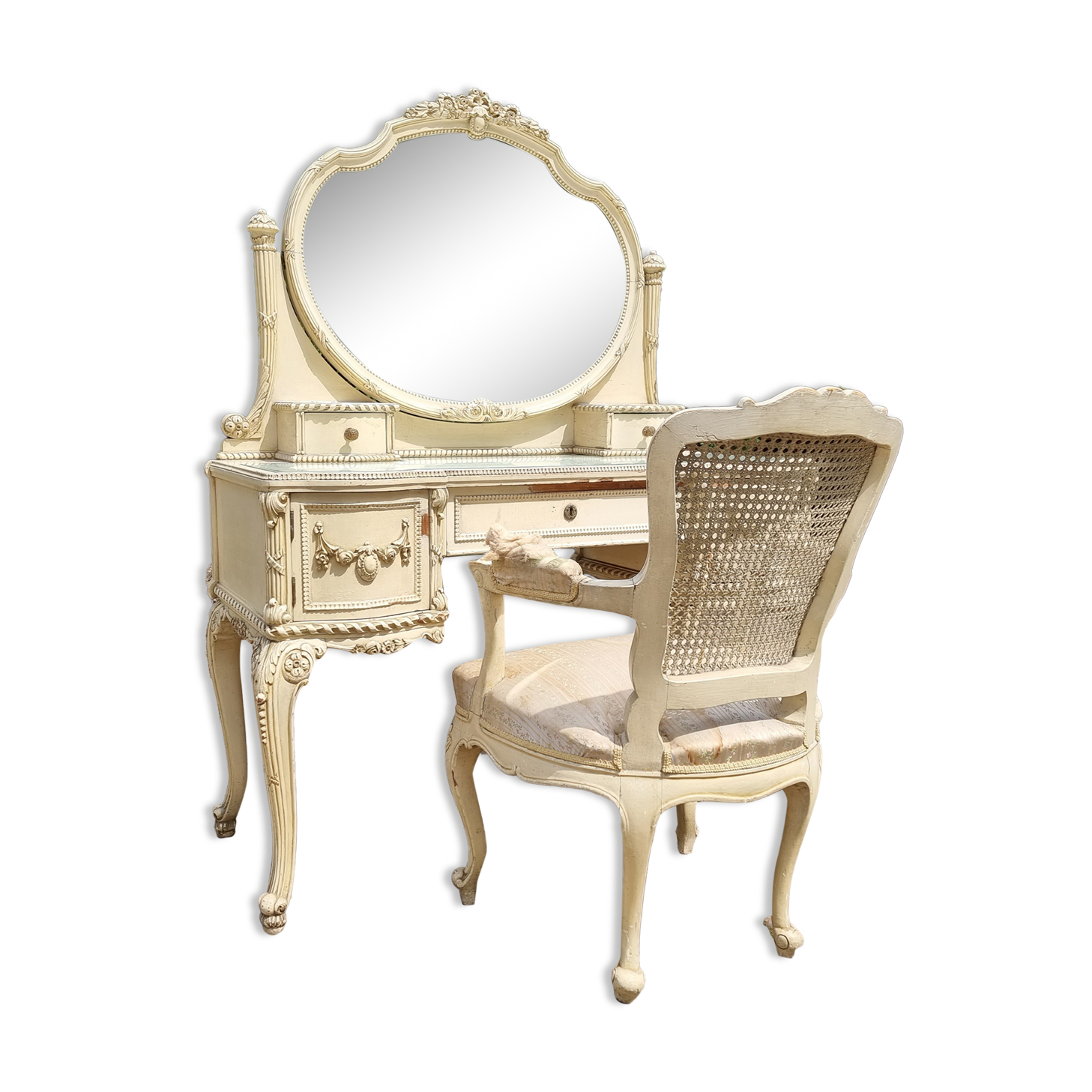 Antique dressing table with chair, 1920