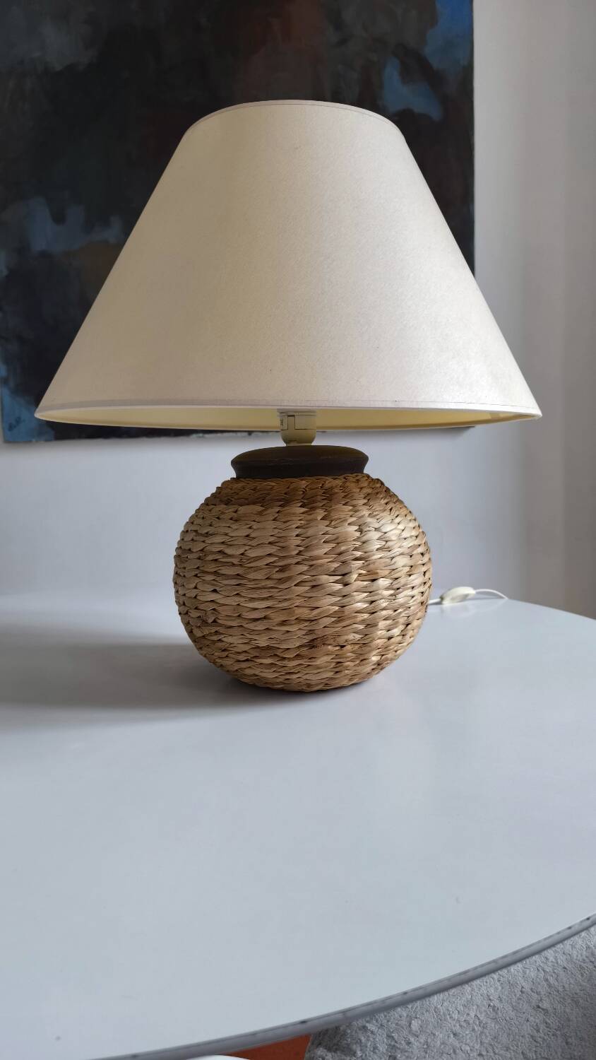 Vintage wicker table lamp